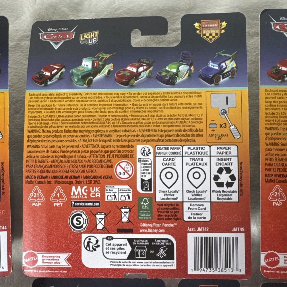 2026 Disney Pixar Cars Race To Celebrate Light Up Complete Set of 6